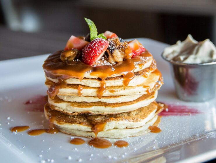 pancake with sliced strawberry